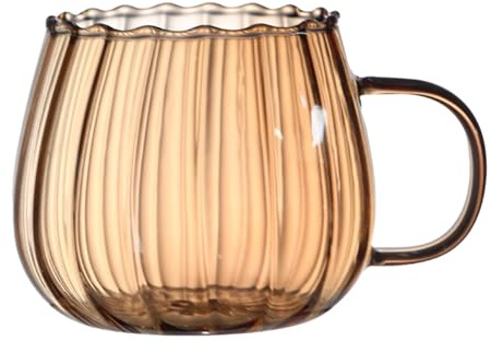 Tasses À Citrouille en Verre Tasses À Café en Forme De Citrouille Transparentes Citrouille d'automne Tasse À Boire Claire avec Poignée Tasse d'eau en Verre Thé Halloween Cadeaux De Noël, 400 ML