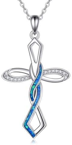 YAFEINI Kreuz Mondstein Halskette für Damen 925 Sterling Silber Engel Flügel Kette Kreuz Schmuck Geschenke für Frauen Mädchen