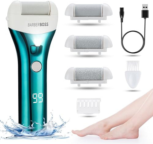 BarberBoss Electric Foot File Hard Skin Remover - Callus Remover, Foot Files for Hard Skin, Feet Hard Skin Remover Electric, Professional Pedicure Set for Feet (Green)