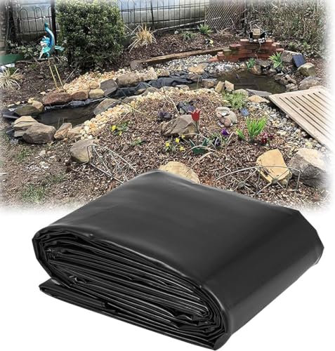 HDPE wasserdichte Membran-Teichfolie, 6 x 3 m, 5 x 6 m, Schwarze Fisch-Poolfolie für Gartenteiche, Wasserfall, Bäche, Brunnen, Teichunterlage, Garten-Poolabdeckung, Bäche, Wasser,