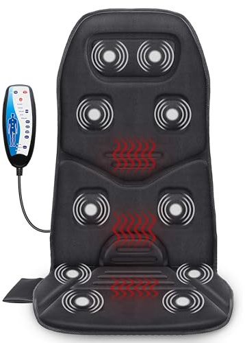 COMFIER Back Massager with Heat, Massage Chair with 10 Vibration Motors, Seat Warmer for Lower Back and Lumbar, Massage Chair for Home Office Use, Gifts for Men Women