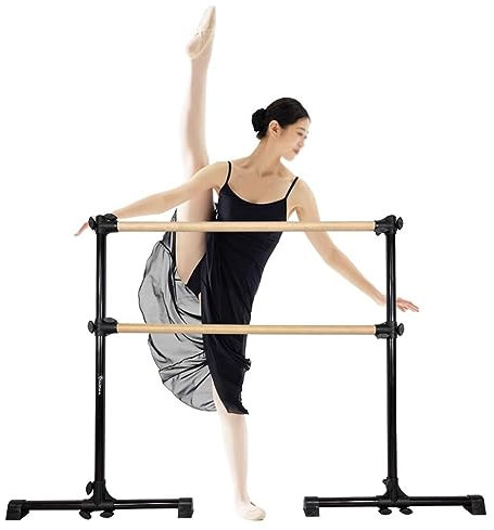 SnamicE Ballettstange, tragbare Ballettstange mit Holzgriff, Beindruckstange für Erwachsene und Kinder, geeignet für Fitnessstudios/Tanzstudios, 1,5 m (1,5 m)