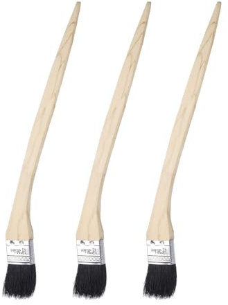 QUARKZMAN 3pz Pennello Radiatore Curvo 1,5 Larghezza Pennelli a Setole Morbide con Manico Lungo in Legno per Pittura Fai Da Te Trattamento Parete