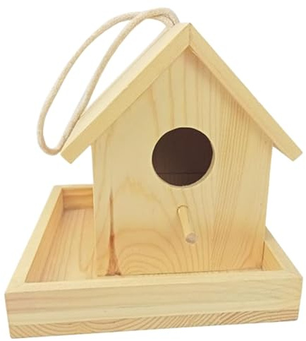 Casetta per uccelli, gabbia per pappagalli da esterno, resistente alle intemperie, robusta scatola per giardino, patio, finestra, albero e balcone, 17 x 17 cm, 510 g, costruzione in legno
