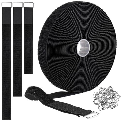 1 PCS 2CM*5M Adjustable Fastening Cable Strap,Cable Belt with Metal Buckle,Wire Management Tape,for Keep Cables Clean,Cable Management Regular, Power Cable Organization Orderly(with 25 Metal Clasp)