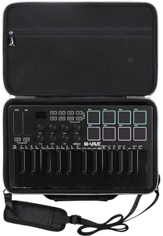 Case for M-VAVE 25/ SMK-25/ SMK-25 II Key USB MIDI Keyboard Controller - Travel Protective Carrying Storage Bag (Black)
