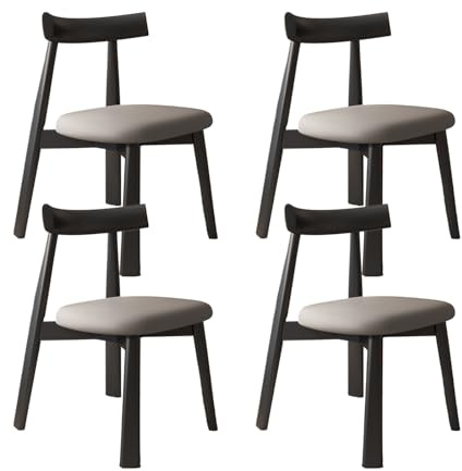 Lot de 4 chaises de salle à manger modernes avec coussins épais, capitonnées en gris foncé avec pieds en noyer, siège élégant et confortable pour cuisine et salon