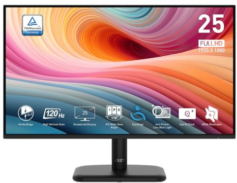 MSI Pro MP251LDE E2-24.5 Full HD IPS Monitor - 1920x1080 - 120Hz - 1ms Reacción - Pantalla Amigable para Ojos - Navegación 5 Vías - VESA