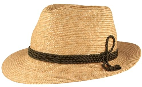 Breiter Trachten-Strohhut Sommerhut Trachtenhut Werdenfelser Tiefenbacher 100% Stroh mit 4Kordel