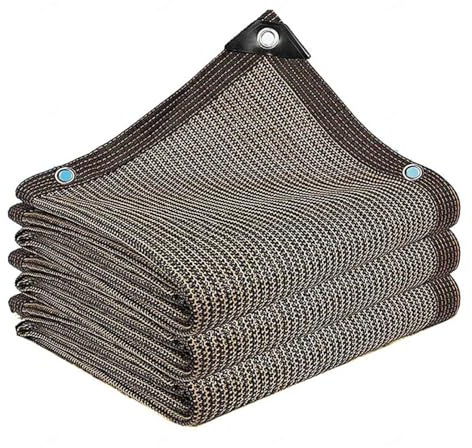 Vela ombreggiante da giardino con occhielli, per patio, vela parasole multifunzionale, durevole, per esterni, rete ombreggiante per piante, serra, terrazza, marrone, 4 x 8 m