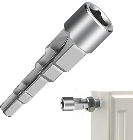 Universal Stufenschlüssel Sanitär Heizkörper Heizkörperventil-Steckschlüssel mit Innenvierkant 1/2 5-Stufig Stufen Schlüssel zum Ventilnippel Sanitär Heizkörper