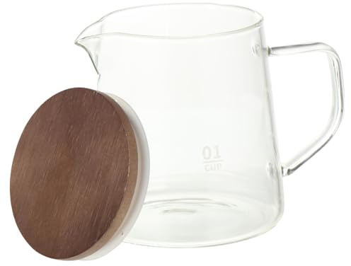 LOORGVEL Cafetera De Vidrio Borosilicato 300ml Tapa De Madera, Jarra Cónica Transparente Para Postres y Salones De Té