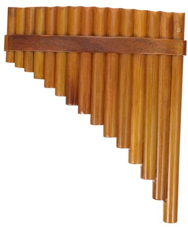 Cabilock Rohr Panflöte Links Portables Traditionelles Musikinstrument für Anfänger Leichtes Langlebiges Holz Klarer Klang Pädagogisches Blasinstrument
