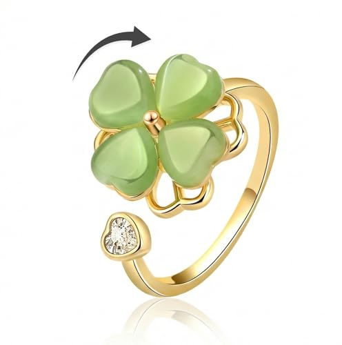 KOQAIIZ Anti-stressring, ångestring, fidgetring, klöverblad, justerbar öppen spinnare, justerbar anti-stressringar