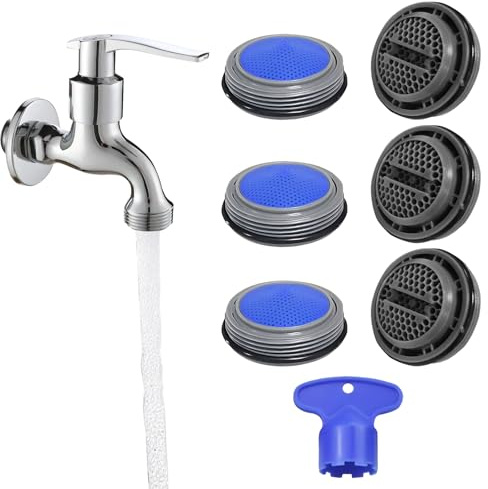 6 Pezzi Aeratore Rubinetto per coin M24, Rompigetto Rubinetto Aeratore Rubinetto del Filettatura con 1 Chiavi di Riserva, Filtri Rubinetti Lavandino, Filtri per Rubinetti Acqua per Cucina Bagno