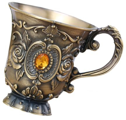 Milisten Coupe à Vin Vintage en Métal Doré Rose Mini Tasse Rétro pour Fête et Bar Calice de Vin Rouge Élégant pour Présents et Événements Festifs