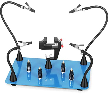 Magnetische Dritte Hand löten, Toolour Helfende Hände mit 4 löthilfe helfende Arme & Schraubstock Klein fur multifunktionswerkzeug & 4 PCB-Halter Säulen Platinenhalter