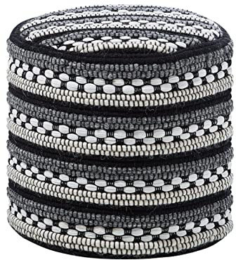 Beliani Pouf Sitzpouf Fußablage weiß schwarz Boho Guntur