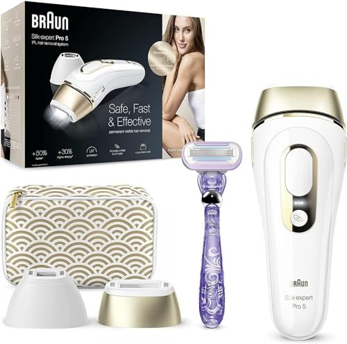 Braun Silk-Expert Pro 5 IPL Haarentfernungsgerät für dauerhaft sichtbare Haarentfernung, für Körper und Gesicht, Präzisionsaufsatz für empfindlichere Bereiche, Weiß, PL5137