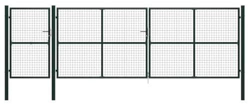 VidaXL Portail de Jardin Portillon de Clôture Barrière Terrasse Patio Extérieur en Acier 500x150 cm Vert