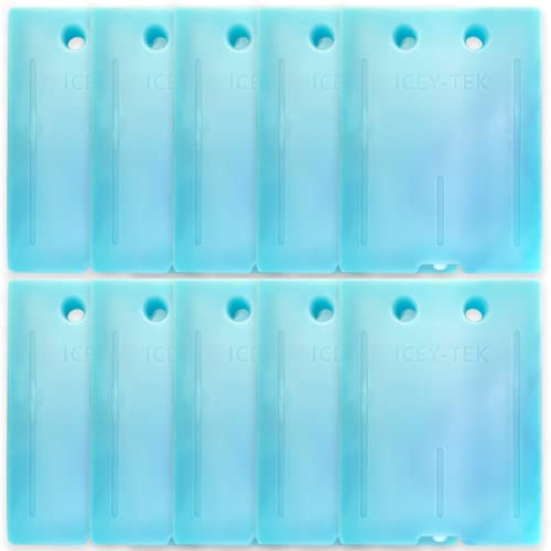 Icey-Tek - Large Gel Ice Packs - Reusable Cooler Packs + Commercial Grade Cooling Solution for Cool Boxes and Cooler Bags - Freezer Packs - Pack of 10