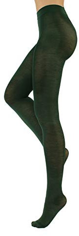 CALZITALY Strumpbyxor av merinoull, vinterstrumpbyxor, varma strumpbyxor | svart, grå, marinblå, violett, brun, beige, bordeaux, grön | S, M, L, XL | 100 DEN | Tillverkad i Italien, Grön, M