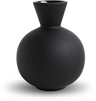Cooee Design - Vase, Flower vase - Trumpet - Ceramic - Black/Black - (Diameter x Height) 12 x 16 cm