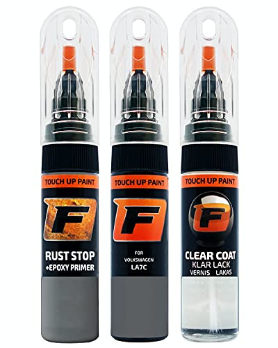 FIRANTO Lackstift Autolack Reparaturset für VW/Volkswagen LA7C Mondsteingrau - 3-in-1 Autolack Kratzer Reparaturstift 15ml Grundierung, Klarlack