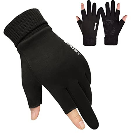 LSAMA wasserdichte Sport-Laufhandschuhe Leichte rutschfeste Warme Handschuhe Touchscreen-Innenhandschuhe mit Elastischer Manschette - Radfahren Ski Wetter Thermohandschuhe für Herren Damen