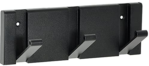 HardwareStore Garderobenhaken Kleiderhaken - Moderne Garderobenleiste mit 3 oder 4 Beweglichen Haken Hakenleiste Schwarz Matt Neu (3 Beweglichen Haken)
