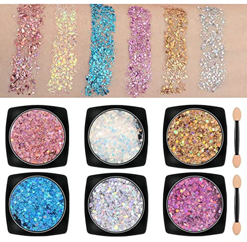 6 Farben Glitzer Make up füR Gesicht KöRper und Haare KöRper Glitzer Sequin füR Musik Festival Masquerade Party Clubs