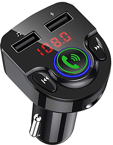 lyrlody Bluetooth FM Transmitter Autoradio Adapter Bluetooth 5.0 MP3 Player Drahtlose Freisprecheinrichtung mit 2 USB Anschlüssen