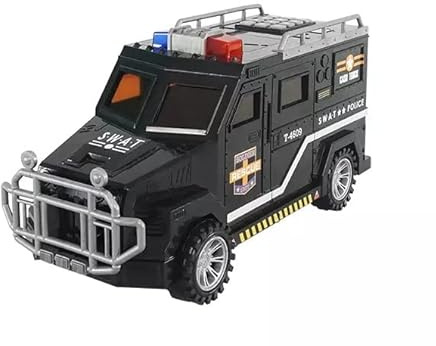 Flex Kids Electronic Money Saving Box ATM Piggy Bank with Password & Fingerprint Lock, Automatic Cash Deposit Coin Note Saver Police Car Money Bank with Music Lights Educational Gift Boys Girls Age 3+