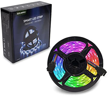 SOLMIRA Tiras LED RGB, 5 Metros, Control por Mando y App Móvil de Color Brillo y Velocidad, Sincronización Musical
