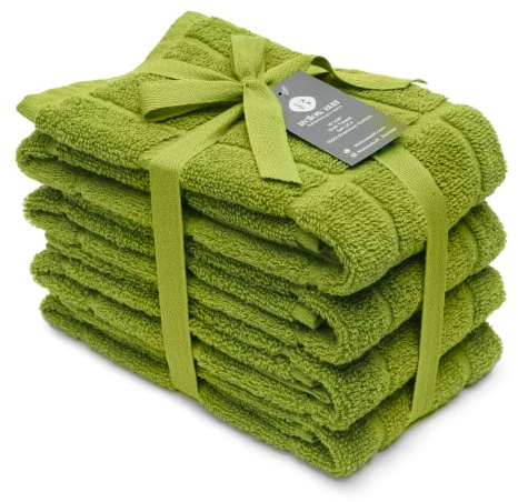 Mellow Buff 100% Cotton Terry Dish Towels, 4 Pack Plain, 16 x26 Inches, Super Soft and Absorbent Kitchen Towels, Perfect for Kitchen Cleaning and Dish Washing | Green
