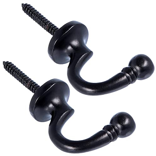 Cast Iron Black Ball End Curtain Holdbacks Hooks Black Ball End Curtain Holdbacks Hooks U Shaped Curtain Tie Back Hooks for Curtains Clothes Coat Hanger Hooks Pack of 2.