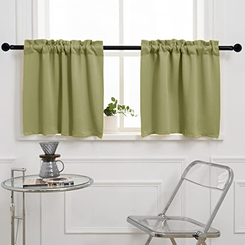 Pickluc - Lot de 2 rideaux occultants courts avec passe-tringle pour petite fenêtre, 60,9 cm de long x 76,2 cm de large, vert sauge
