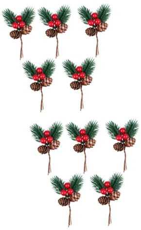 Warmhm 10stücke Künstliche Weihnachtszweige Mit Beeren Und Tannenzapfen Dekoration Für Weihnachten Und Festliche Anlässe Für Zuhause Und Büro Langlebig Und Pflegeleicht