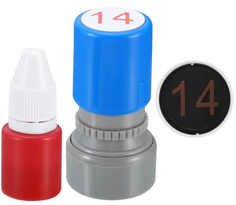 PATIKIL Self Inking Number Stamps, Numeral 14, Teacher & Initial Stamp, Red Ink for Class Notebook & Scrapbooking