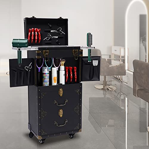 FUNYSF Chariot de travail à 4 étages - Chariot de coiffeur - Chariot multifonction - Mallette de maquillage amovible pour couper, teindre et travailler en extérieur.