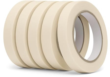 WINSOME Masking Tape for Painting 50 m x 18 mm (0.7) Low Tack Artists Painters White Masking Tape for Decorating and Watercolour Painting (5 Rolls x 18mm)