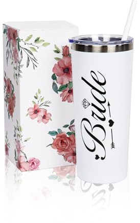 Nwvuop Bride to Be Cup With Straw - Bridal Shower and Wedding Gift, Tumbler for Engagement (Black Letter)