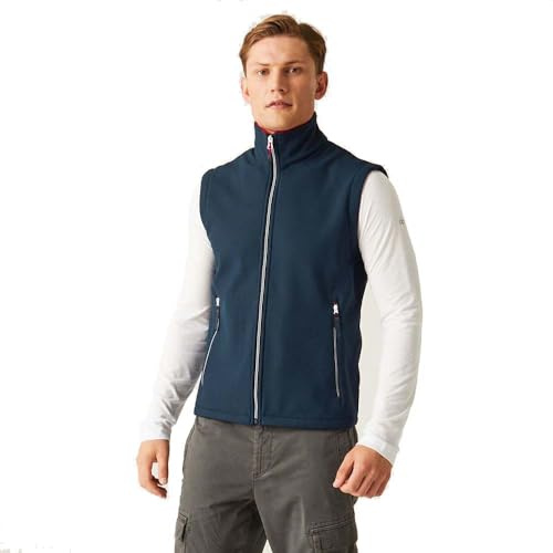Regatta Professional Herr Ascender Softshell vattenavvisande västar och kroppsvärmare med fleecefoder – perfekt för utomhusbruk, promenader, vandring och camping, Marinblått/rött, XL