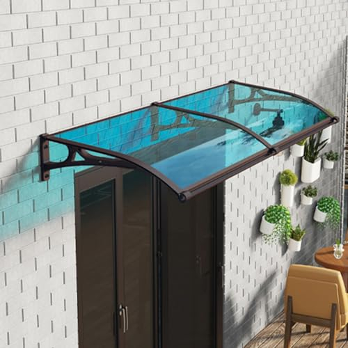 Haustür Vordach,Balkon überdachung,Vordach Für Haustür,Terassendach Fenstermarkise,Regenschutz und UV Schutz,Polycarbonat Platten Aluminiumhalterung,für Außen,Dach,Carport,Eingangstür (Color : Blauw