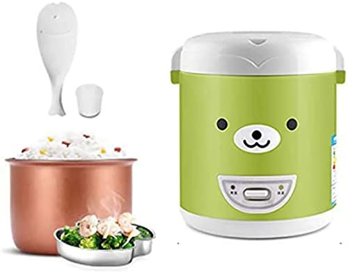 Mini cuociriso da 1 litro e pentola a vapore portatile multifunzione adatta per 1-2 persone per dormitori e viaggi in ufficio,Green