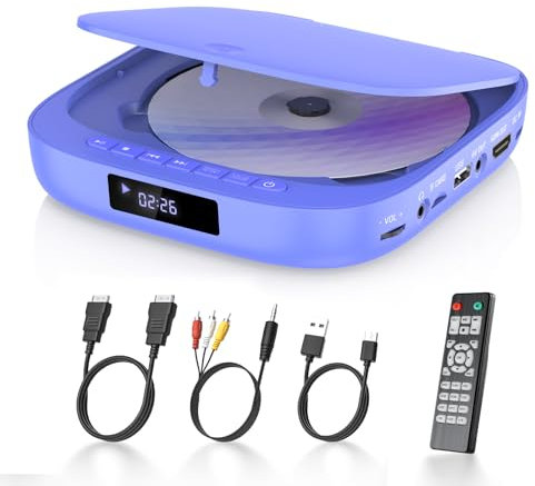 Desobry Mini Lettore DVD per TV 1080P, Lettore DVD senza regione con HDMI, incluso cavo HDMI/RCA e telecomando, Player che supporta l'ingresso USB/TF, Memoria di interruzione
