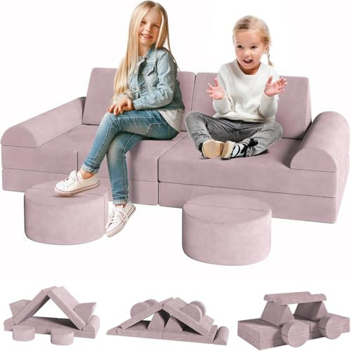 Clevich 15-Teilige Modulare Kinderspielcouch, Kindersofa aus Schaumstoff Bausteine, Spielsofa zum Lernen & Spielen, Kuschelecke im Kinderzimmer, Softbausteine für Kinderzimmer oder Spielzimmer