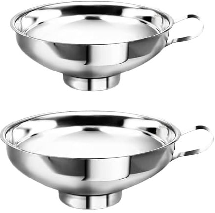 Hinapan 2 imbuti in acciaio inox, imbuti per conserve larghi e normali, piatti da cucina con manico, per marmellata di liquidi (2 misure)
