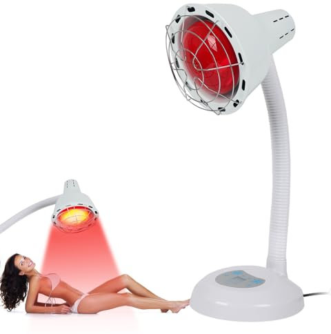 Btstil 275W Infrared Lamp, Infrared Heat Lamp with 5-60 Mins 10 Gears Timing Function, 360 Adjustable Infrared Light E27