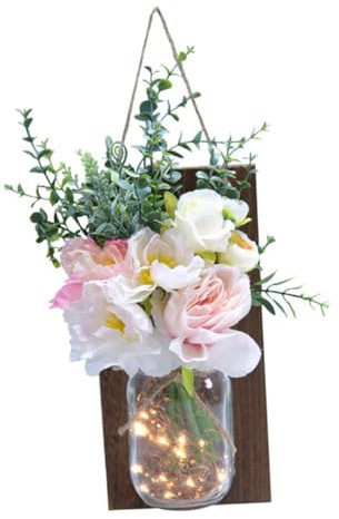 Cabilock Battery Operated Retro Wall Lamp Indoor Wall Light Simulation Flower Lamp Glass Bottle Light